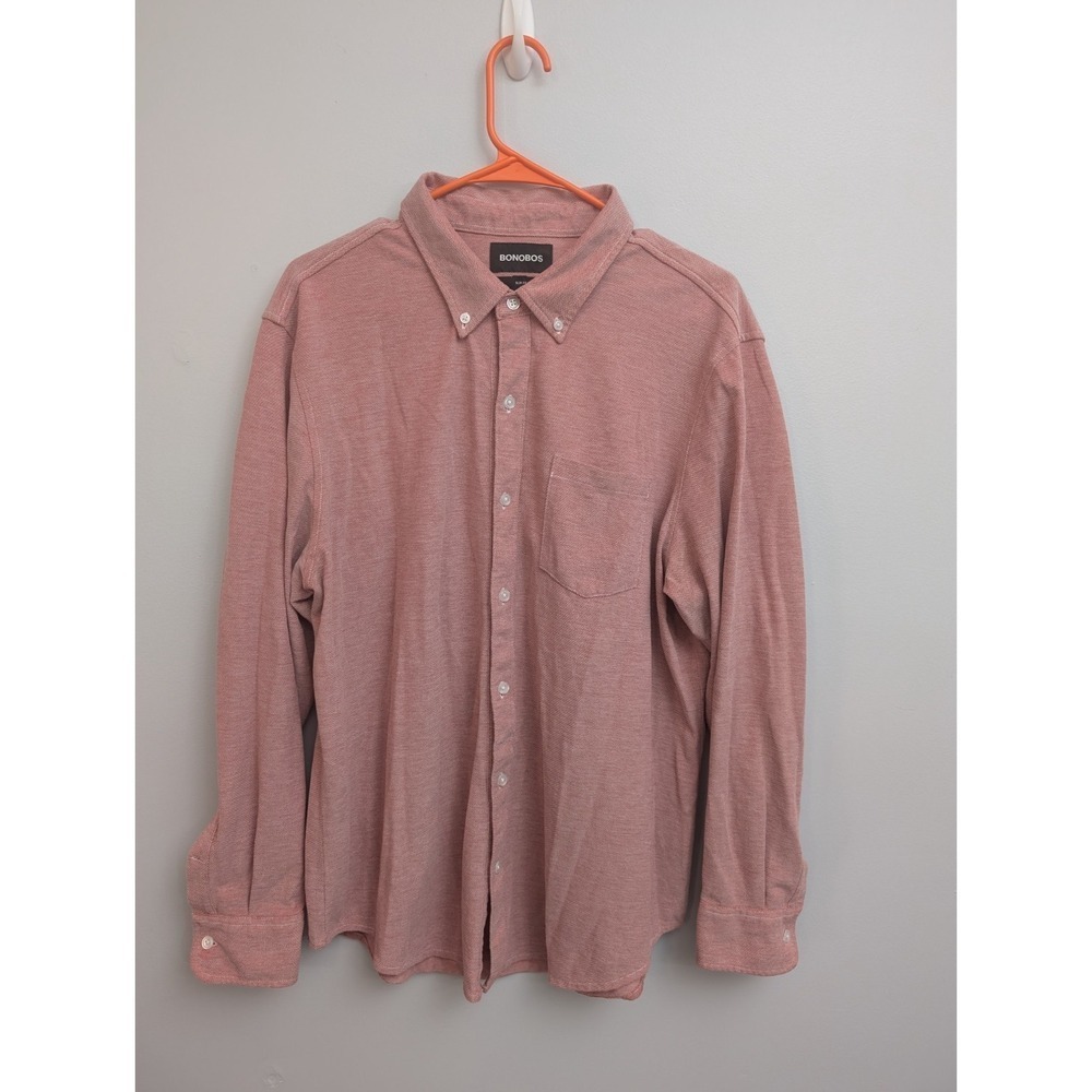 D5‎ Bonobos Salmon Shirt Mens  XL Button Up Long Sleeve Knit Casual Stretch